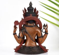 Handmade Tibetan Art Chenrezig Buddhist Deity Statue Made of Copper