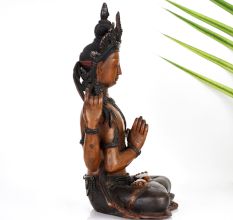 Handmade Tibetan Art Chenrezig Buddhist Deity Statue Made of Copper