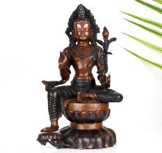 Vintage Buddhist Deity Avalokiteshvara Padmapani Copper Statue