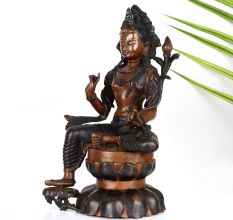 Vintage Buddhist Deity Avalokiteshvara Padmapani Copper Statue