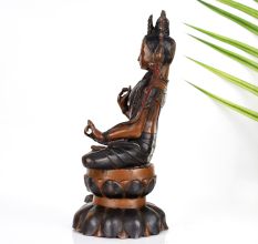 Vintage Buddhist Deity Avalokiteshvara Padmapani Copper Statue