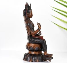 Vintage Buddhist Deity Avalokiteshvara Padmapani Copper Statue