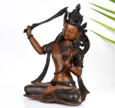 Handmade Goddess Manjushri Copper Statue in Tibetan Art