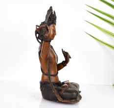 Handmade Goddess Manjushri Copper Statue in Tibetan Art