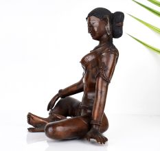 Vintage Tibetan Goddess Parvati Copper Statue for Prayer Room