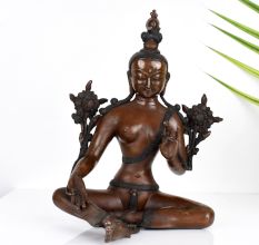 Handcrafted Buddhist Deity Goddess Tara Statue Made of Copper