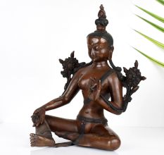 Handcrafted Buddhist Deity Goddess Tara Statue Made of Copper