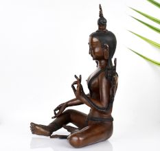 Handcrafted Buddhist Deity Goddess Tara Statue Made of Copper
