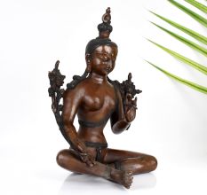 Handcrafted Buddhist Deity Goddess Tara Statue Made of Copper