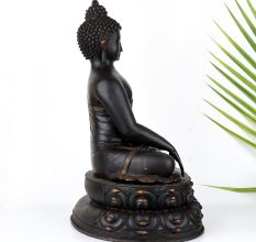 Antique Finish Lord Buddha Copper Statue in Tibetan Art