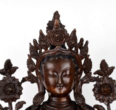 Vintage Finish Goddess Green Tara Copper Statue in Tibetan Art