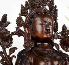 Vintage Finish Goddess Green Tara Copper Statue in Tibetan Art