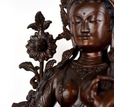 Vintage Finish Goddess Green Tara Copper Statue in Tibetan Art
