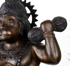 Vintage Lord Hanuman Brass Statue in Tibetan Art for Decor