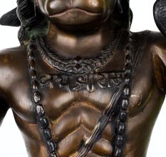 Vintage Lord Hanuman Brass Statue in Tibetan Art for Decor