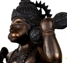 Vintage Lord Hanuman Brass Statue in Tibetan Art for Decor