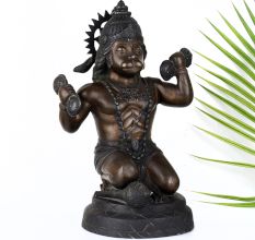 Vintage Lord Hanuman Brass Statue in Tibetan Art for Decor