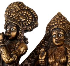 Handmade Vintage Brass Lord Krishna and Radha Decorative Statue