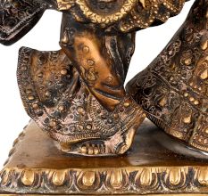 Handmade Vintage Brass Lord Krishna and Radha Decorative Statue