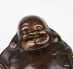 Vintage Finish Happy Laughing Buddha Brass Statue in Chinese Art