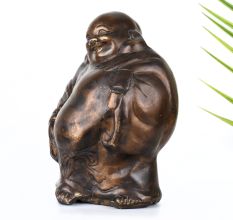 Vintage Finish Happy Laughing Buddha Brass Statue in Chinese Art