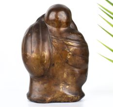 Vintage Finish Happy Laughing Buddha Brass Statue in Chinese Art