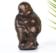 Vintage Finish Happy Laughing Buddha Brass Statue in Chinese Art