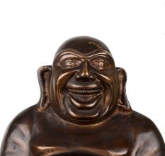 Handcrafted Laughing Buddha Brass Statue in Chinese Art
