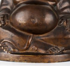Handcrafted Laughing Buddha Brass Statue in Chinese Art