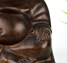 Handcrafted Laughing Buddha Brass Statue in Chinese Art
