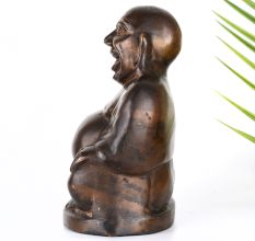 Handcrafted Laughing Buddha Brass Statue in Chinese Art