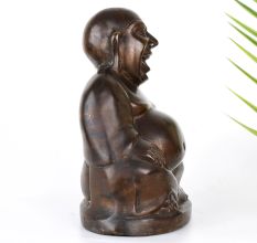 Handcrafted Laughing Buddha Brass Statue in Chinese Art