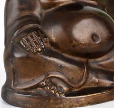 Handcrafted Laughing Buddha Brass Statue in Chinese Art