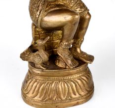 Vintage Brass Statue of Mother Feeding Lord Krishna for Decor