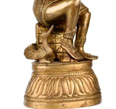 Vintage Brass Statue of Mother Feeding Lord Krishna for Decor
