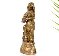 Vintage Brass Statue of Mother Feeding Lord Krishna for Decor