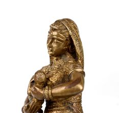 Vintage Brass Statue of Mother Feeding Lord Krishna for Decor