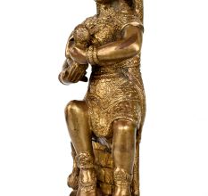 Vintage Brass Statue of Mother Feeding Lord Krishna for Decor