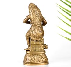 Vintage Brass Statue of Mother Feeding Lord Krishna for Decor