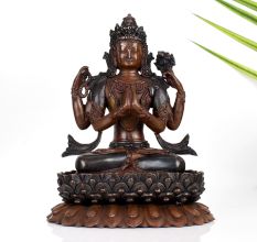 Buddhist Deity Chenrezig Copper Statue in Tibetan Art