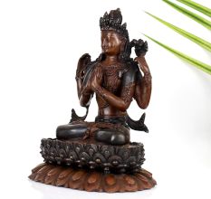 Buddhist Deity Chenrezig Copper Statue in Tibetan Art