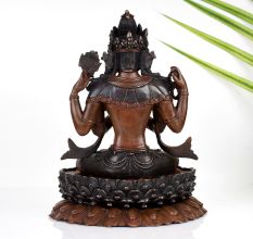 Buddhist Deity Chenrezig Copper Statue in Tibetan Art