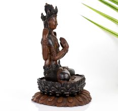 Buddhist Deity Chenrezig Copper Statue in Tibetan Art