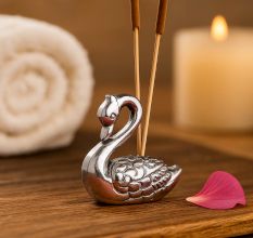 Silver Brass Swan Incense Stick Holder