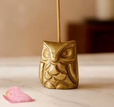 Golden Brass Owl Incense Stick Holder