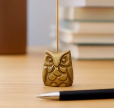 Golden Brass Owl Incense Stick Holder