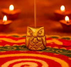 Golden Brass Owl Incense Stick Holder