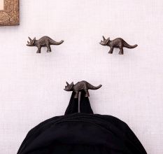 Antique Modern Iron Rhinoceros Wall Hooks-Pack of 3