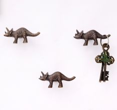 Antique Modern Iron Rhinoceros Wall Hooks-Pack of 3