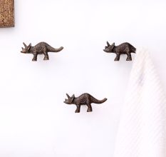 Antique Modern Iron Rhinoceros Wall Hooks-Pack of 3